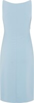 Thumbnail for your product : Zalinah White Celine Boat Neck Sleeveless Bodycon Midi With Pleats In Blue