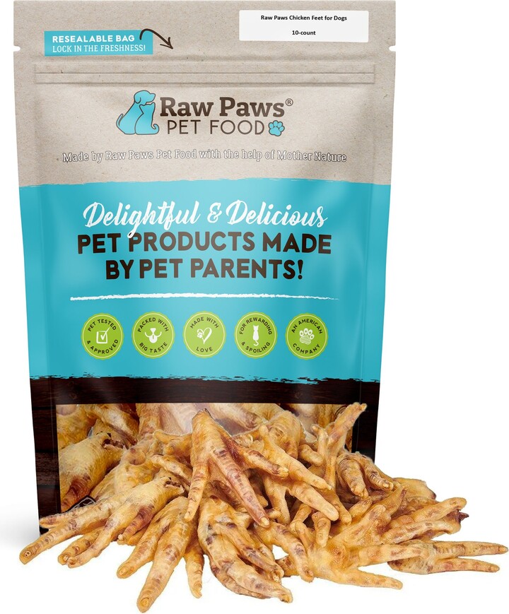 Raw Paws Dried Chicken Feet Dehydrated Dog Treats, 10 count
