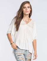 Thumbnail for your product : Full Tilt Crochet Inset Womens Peasant Top