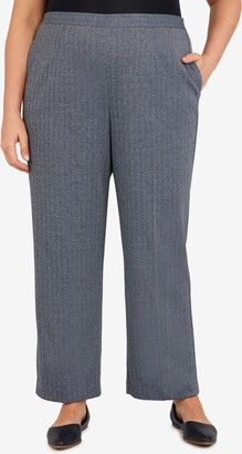 Alfred Dunner Plus Size Knit Herringbone Pull-On Straight Leg Short Length Pants