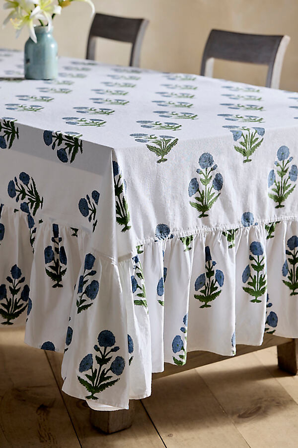 terrain Blue Posy Cotton Tablecloth at