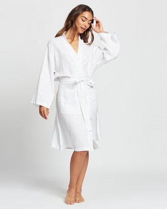Papinelle Women's White Gowns - Resort Linen Robe - Size One Size, S/M at The Iconic