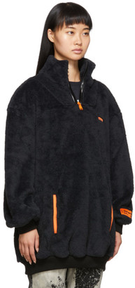 Heron Preston Black Oversized Fire Fleece Sweatshirt