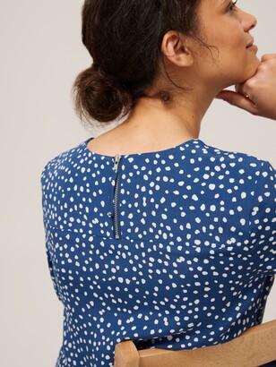 John Lewis & Partners Spot Print Zip Back T-Shirt, Blue