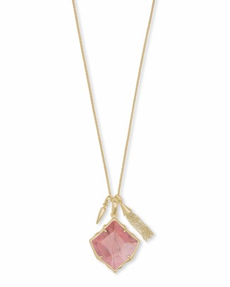 Kendra Scott Arlet Gold Pendant Necklace in Pink Rhodonite