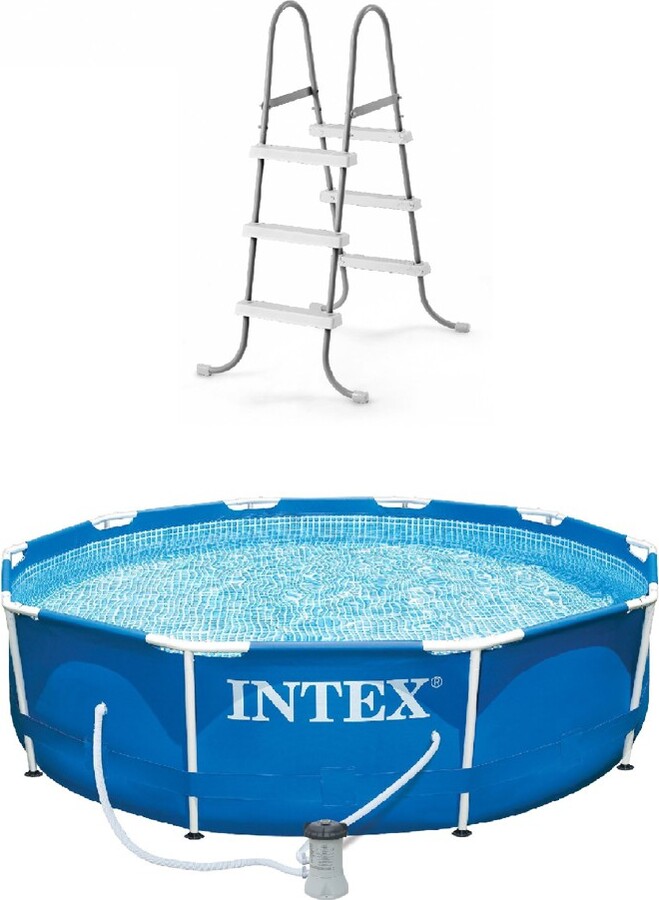 Intex AboveGround Pool Ladder w 10 x 2.5Foot Pool Set with Filter