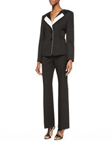 Thumbnail for your product : Albert Nipon Two-Piece Colorblock Pantsuit, Onyx/Ivory
