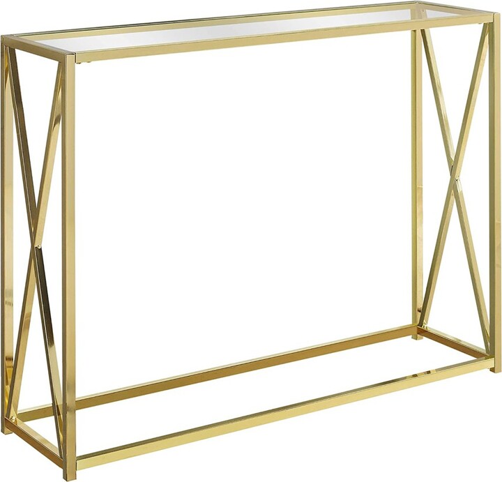 Monarch Specialties 42.25 Inch Modern Chic Glass Top Metal Frame