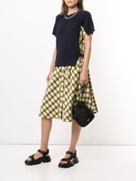 Thumbnail for your product : Sacai Layered Check Print Midi Dress