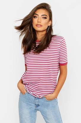 boohoo Stripe Ringer T-Shirt