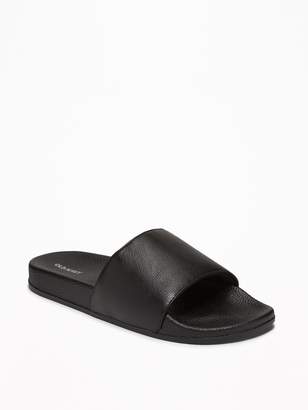 Old Navy Faux-Leather Pool Slide Sandals for Men