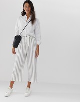 Thumbnail for your product : ASOS DESIGN linen tie waist culottes in stripe
