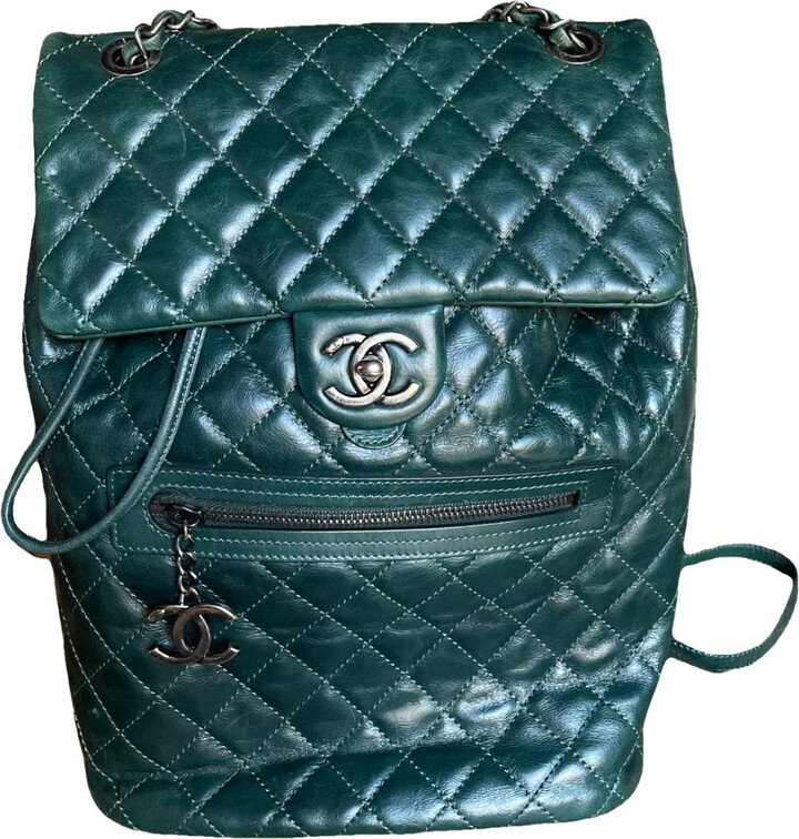 Chanel Dark Green Quilted Backpack