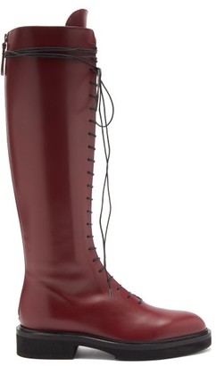 KHAITE York Knee-high Leather Boots - Burgundy