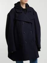Thumbnail for your product : Vetements Oversized Double Breasted Wool Blend Coat - Womens - Navy