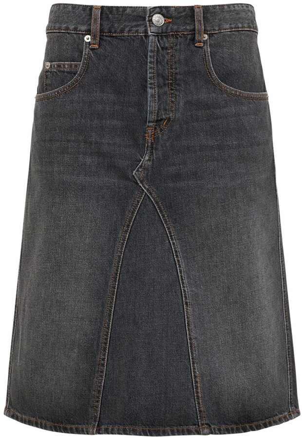 Knee Length Denim Skirt | ShopStyle