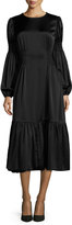 Thumbnail for your product : Co Ruched-Waist Flounce Midi Dress, Black