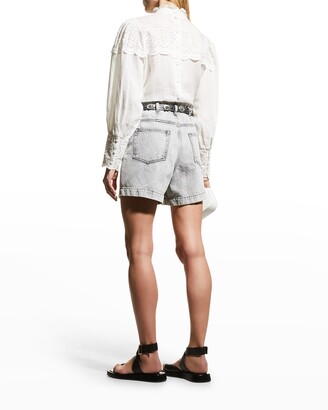 Rohe Jonah Paperbag Jean Shorts With Leather Belt