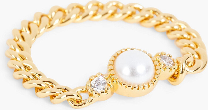 Gold-tone faux pearl ring