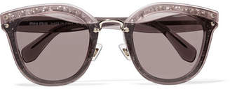Miu Miu Cat-eye Glittered Acetate Sunglasses