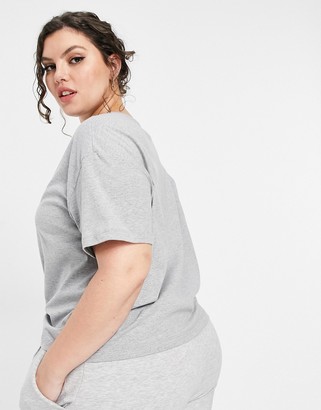 ASOS Curve ASOS DESIGN Curve mix & match jersey pajama tee in gray heather  - ShopStyle