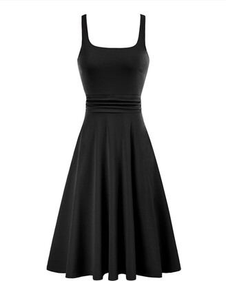 LIUMILAC Womens Dress with Straps Cocktail Party Sleeveless Casual Beach V Neck Audrey Hepburn Vintage Retro