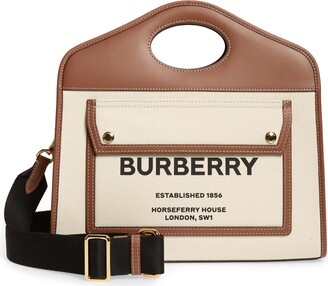 Burberry Mini Frances Two-Tone Grainy Leather Handbag