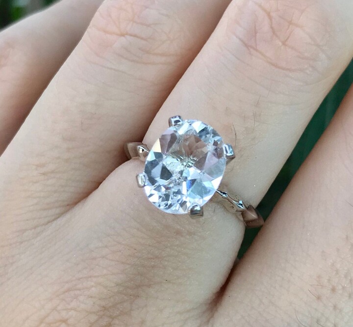 Etsy Genuine White Topaz Oval Promise Ring For Her - 10 X 8mm Colorless Engagement Ring - Large Natural Clear Gemstone Solitaire