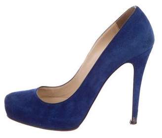 Christian Louboutin Suede Round-Toe Pumps