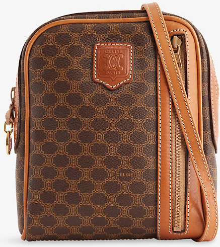 Reselfridges Womens Brown Pre-Loved Celine Macadam Coated-Canvas Cross-Body Bag
