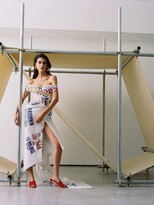 Thumbnail for your product : Marine Serre Couture Asymmetric Patchwork Cotton Gown - White Multi
