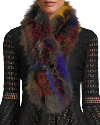 Adrienne Landau Multicolor Fox Fur Pull-Through Scarf