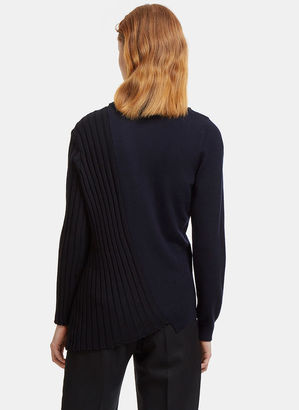 Jacquemus La Maille Coupée Buttoned Knit Sweater in Navy