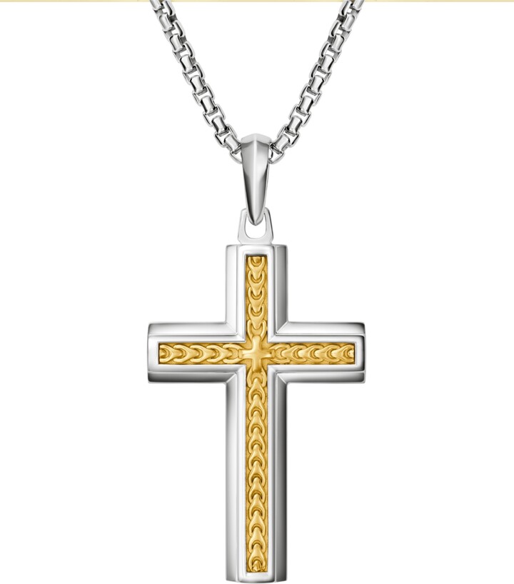 Bulova Men's Sterling Silver Cross Pendant Necklace