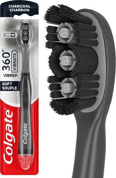 Colgate360VibrateCharcoalBatteryPoweredToothbrush-Black