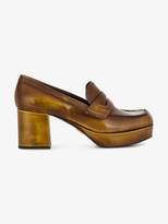 Prada Brown 70 burnished leather loafers