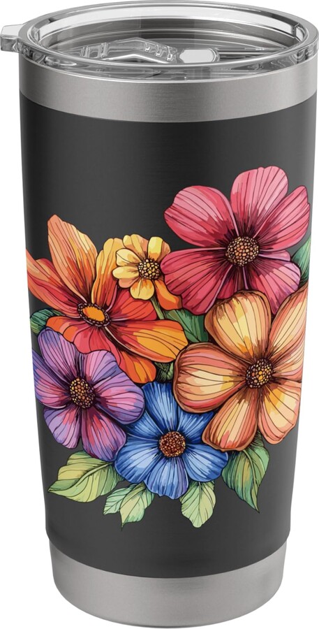 Colorful Wildflower Floral garden Bright Colorful Flower Bouquet Spring Garden Stainless Steel Insulated Tumbler