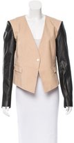 Thumbnail for your product : Robert Rodriguez Leather-Paneled V-Neck Jacket
