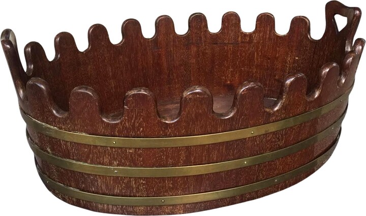 1stDibs Beautiful Large Oval Mahogany And Brass Bound Monteith Wine Glass Cooler