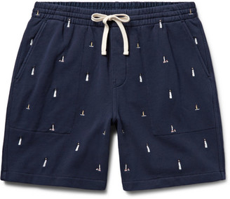 J.Crew Lighthouse Embroidered Loopback Cotton-jersey Shorts