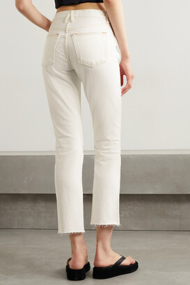 SLVRLAKE + Net Sustain Hero Cropped Distressed High-rise Straight-leg Jeans - White