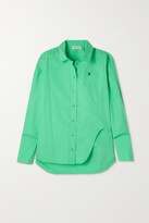 Thumbnail for your product : ATTICO Diana Oversized Asymmetric Embroidered Cotton-poplin Shirt - Green