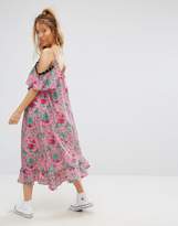 Thumbnail for your product : ASOS Petite Eyelet Floral Satin Midi Dress