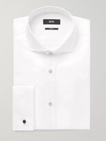 Thumbnail for your product : HUGO BOSS White Jaiden Slim-Fit Double-Cuff Cotton-Twill Shirt - Men - White - EU 44