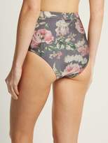 Thumbnail for your product : Zimmermann Iris Floral Print High Rise Bikini Briefs - Womens - Charcoal Print