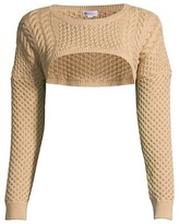 Thumbnail for your product : Minnie Rose Pointelle Cotton Knit Crop Top