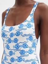 Thumbnail for your product : Fisch Select Fish-print Low-back Swimsuit - Blue Print