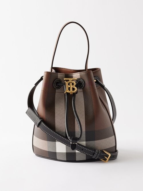 Burberry Tb Check Fauxleather Crossbody Bucket Bag ShopStyle