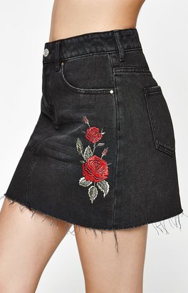 PacSun Rose Embroidered Black Skirt