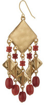 Thumbnail for your product : Lauren Ralph Lauren On The Horizon Medium Textured Metal Square With Bezel And Beads Chandelier Earring